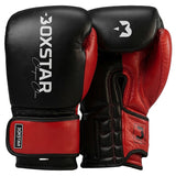 Black and red boxing gloves with 'Boxstar' branding on a white background