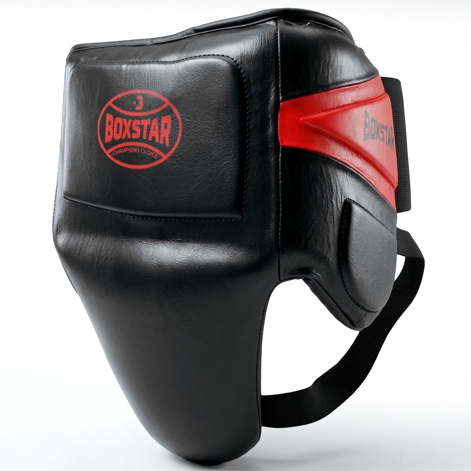 BOXSTAR Groin Guard Black Red 100% Genuine Leather