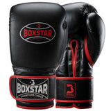 BOXSTAR Genuine Leather Sparring Training Gloves Red Hemmed Hand Moulded Fit