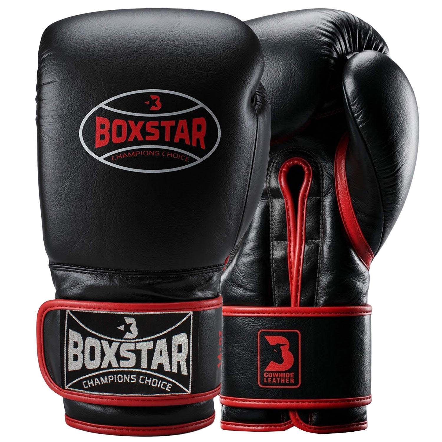 BOXSTAR Genuine Leather Sparring Training Gloves Red Hemmed Hand Moulded Fit