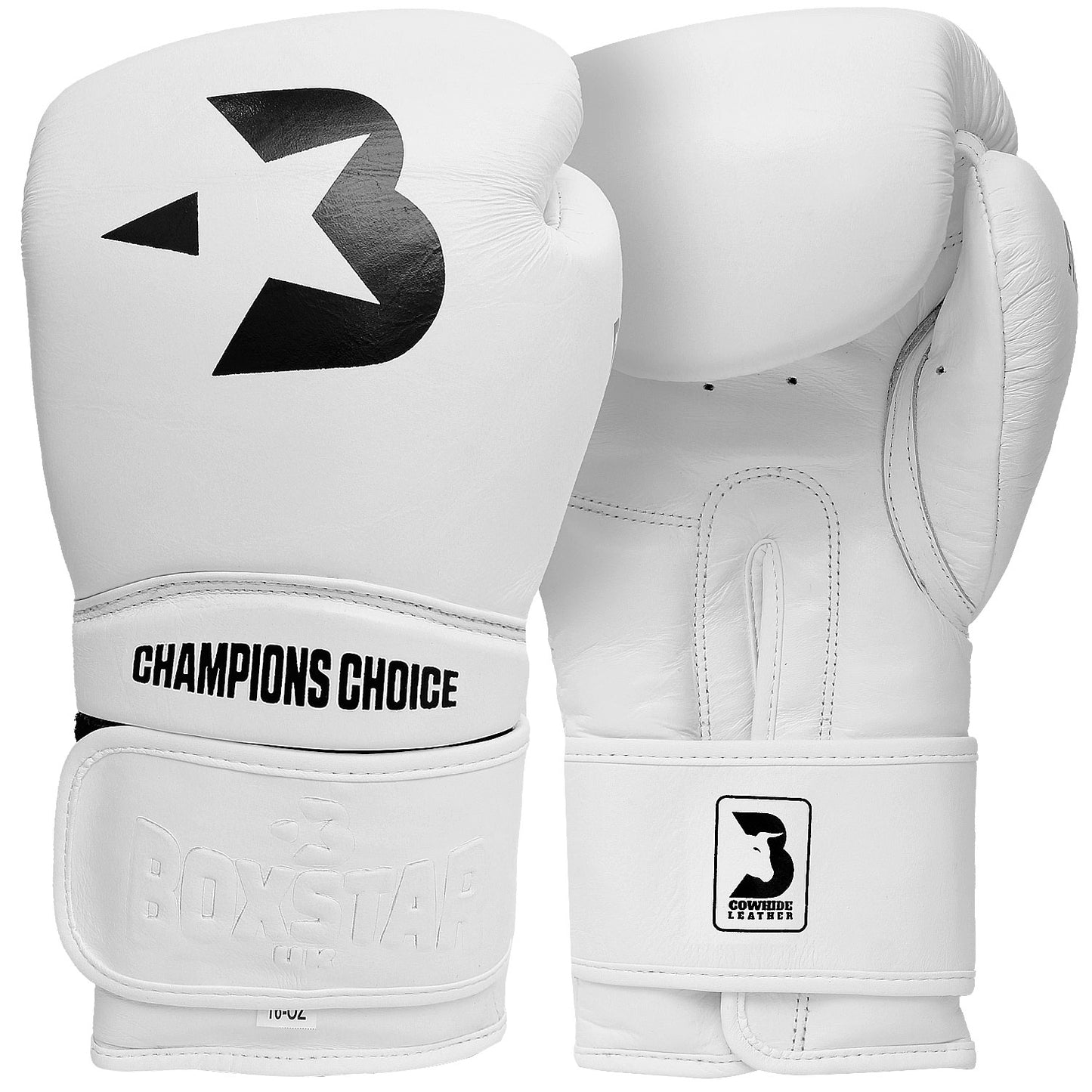 BOXSTAR Genuine Leather Sparring Boxing Gloves Hand Moulded Fit White
