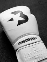 BOXSTAR Genuine Leather Sparring Boxing Gloves Hand Moulded Fit White