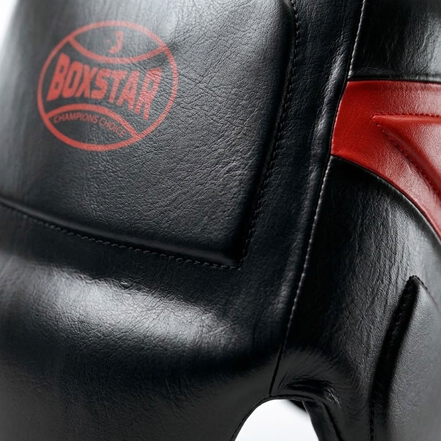 BOXSTAR Groin Guard Black Red 100% Genuine Leather