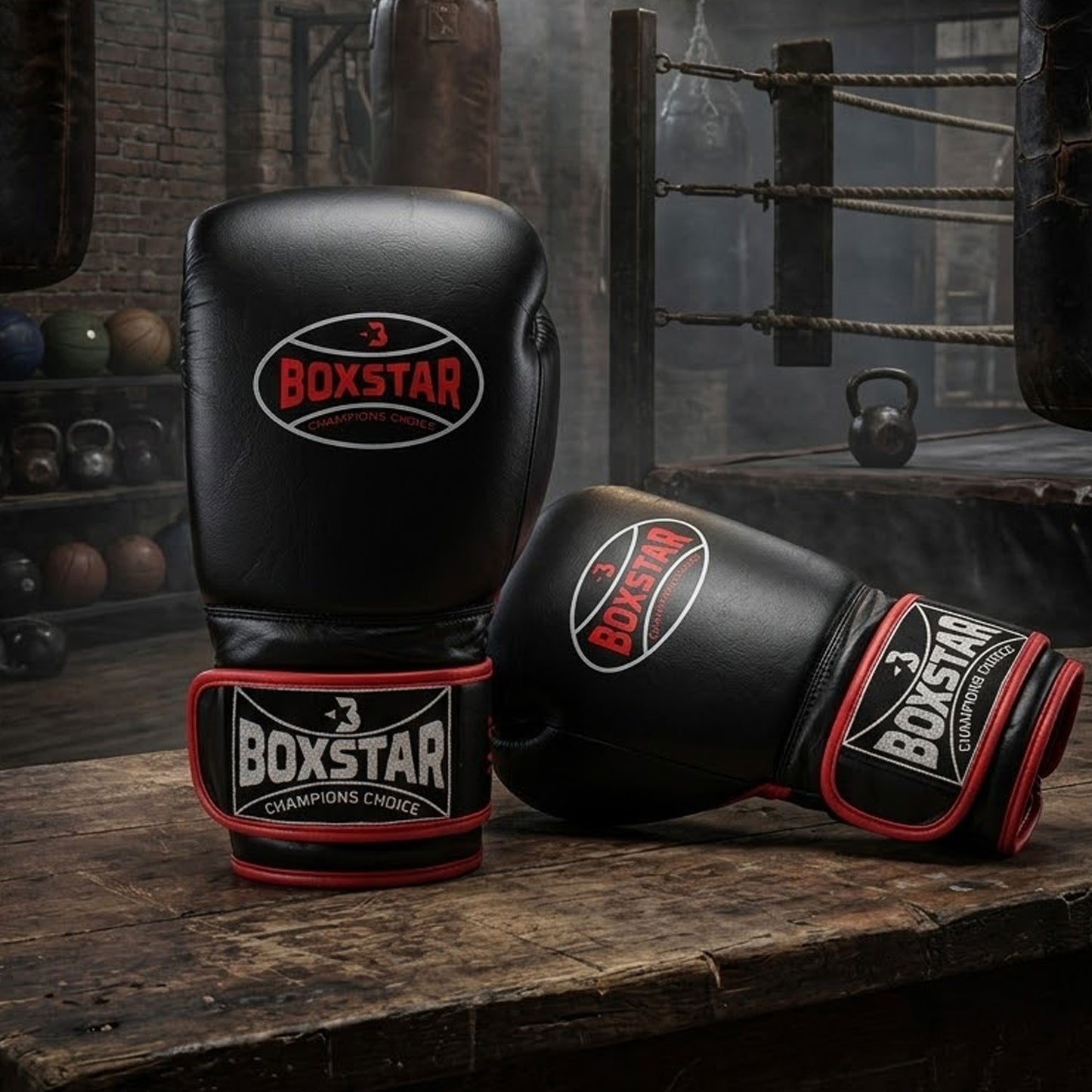 BOXSTAR Genuine Leather Sparring Training Gloves Red Hemmed Hand Moulded Fit
