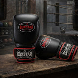 BOXSTAR Genuine Leather Sparring Training Gloves Red Hemmed Hand Moulded Fit