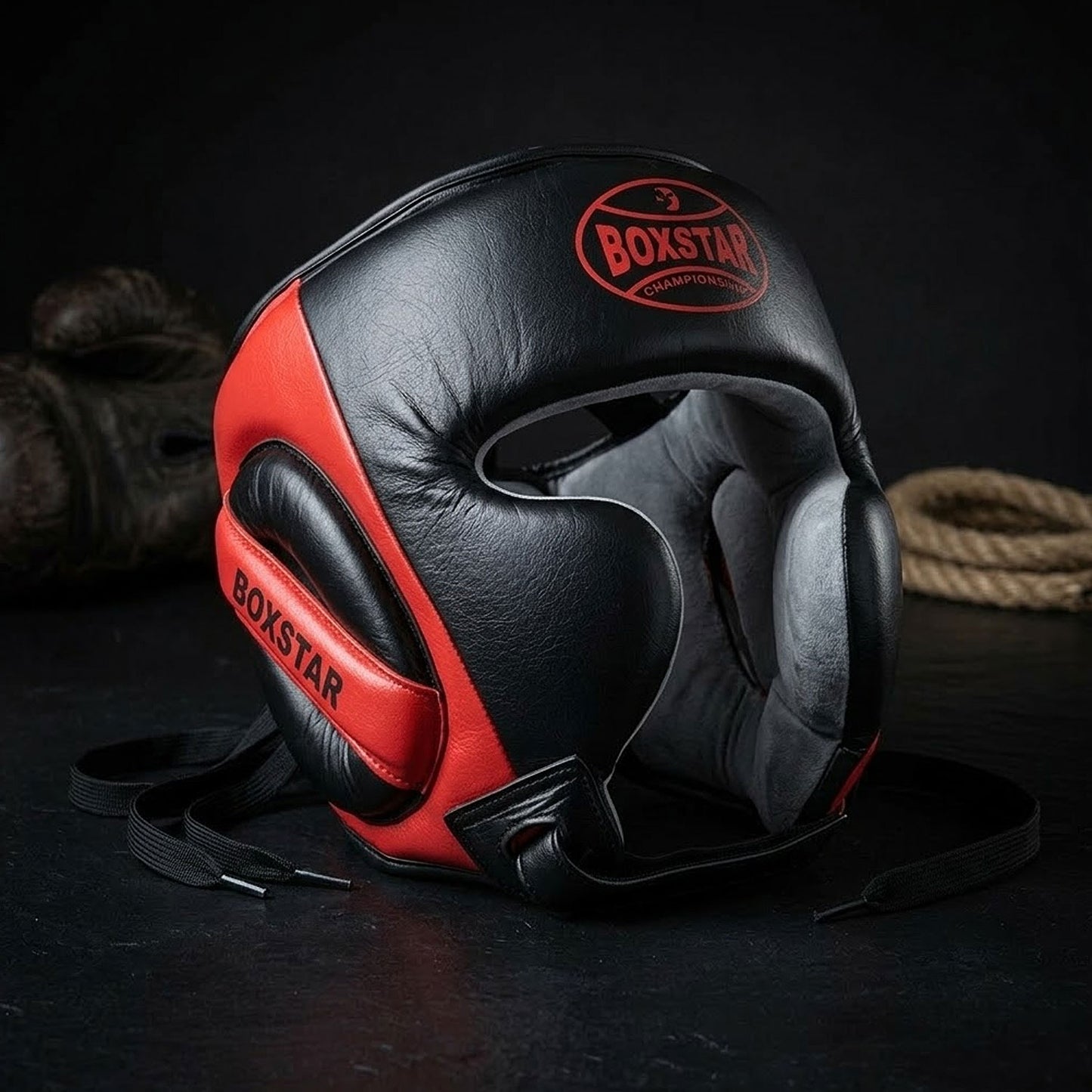 BOXSTAR Genuine Leather Boxing Head Guard UK – Pro Sparring Headgear with Full Face Protection & Adjustable Fit