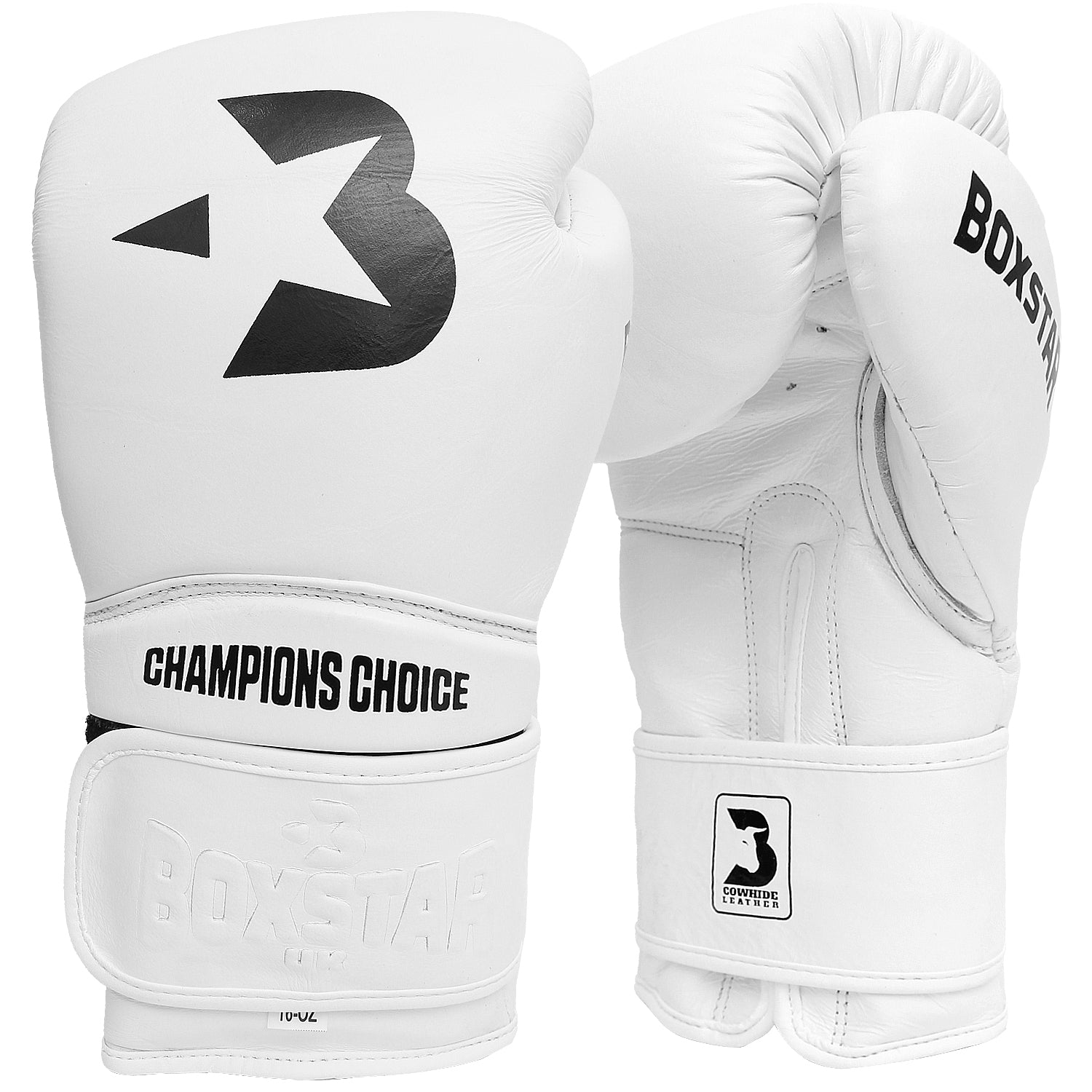BOXSTAR Genuine Leather Sparring Boxing Gloves Hand Moulded Fit White